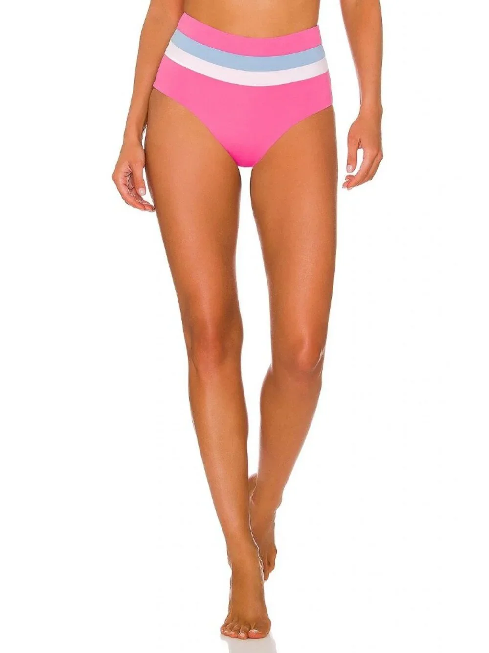 L*Space Portia Stripe Bikini Bottoms in Bubblegum Pink White Aura XLarge New
